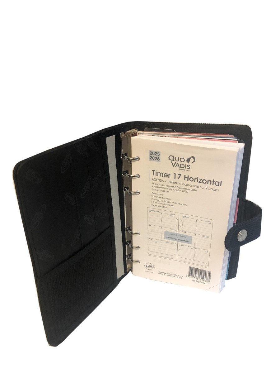 Organiseur En Cuir Noir Vrecuir Agenda 2025-2026 - Portefeuille Cartes, Papiers, Neuf Avec Étiquettes