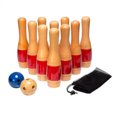 11 In. Wooden Lawn Bowling Set