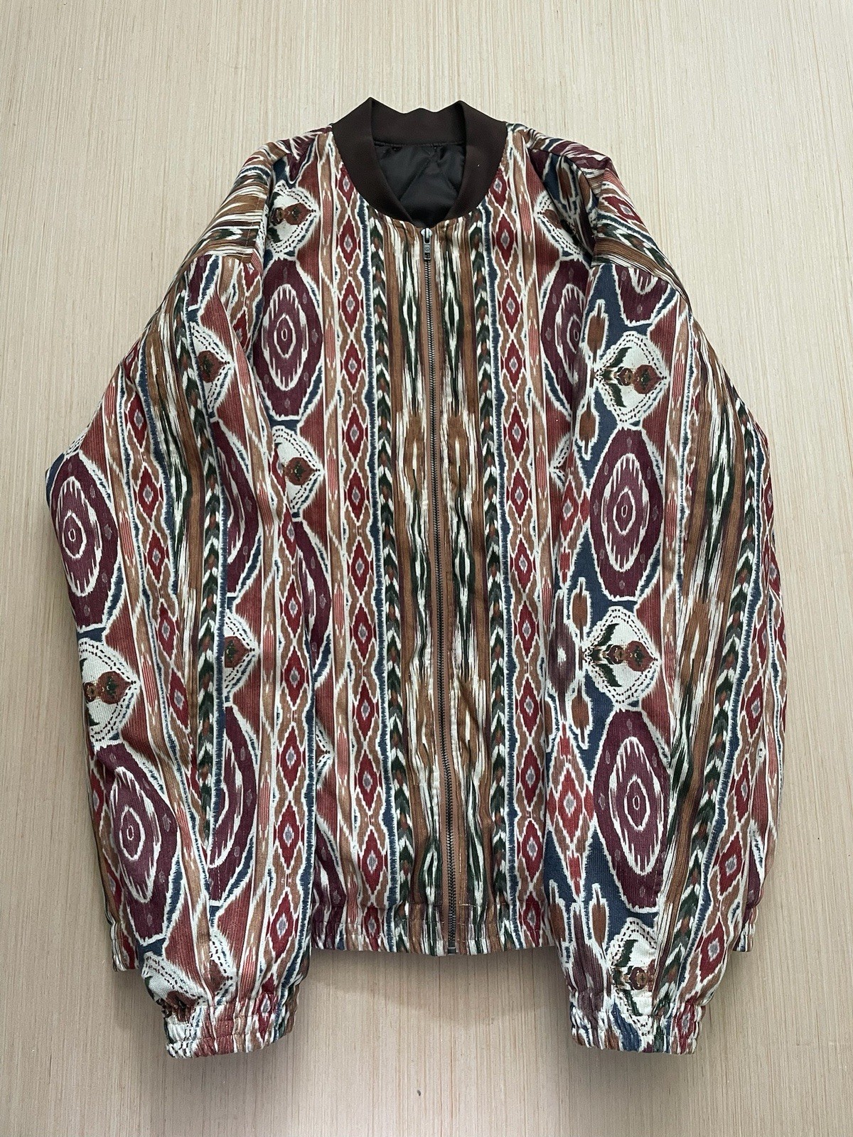 Aztec Stripe Pattern Lined Bomber Style Jacket No… - image 1