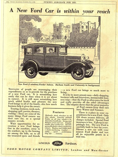 1931 Advert for FORD 'Fordor' 3-Window Saloon Motor Car Art Deco Era Print Ad