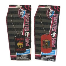 Lot of 2 Dog Tag Style Metal Monster High Pendant Necklaces NEW 