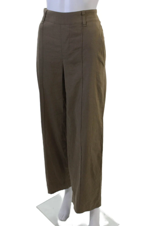 Vince Mujer Lino [Pantalones Plisados Forrados Pierna Recta Tostado Talla XS Foto 2 de 4