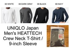UNIQLO Japan Men's HEATTECH Crew Neck T-Shirt / 9-inch Sleeve Warm Stretch