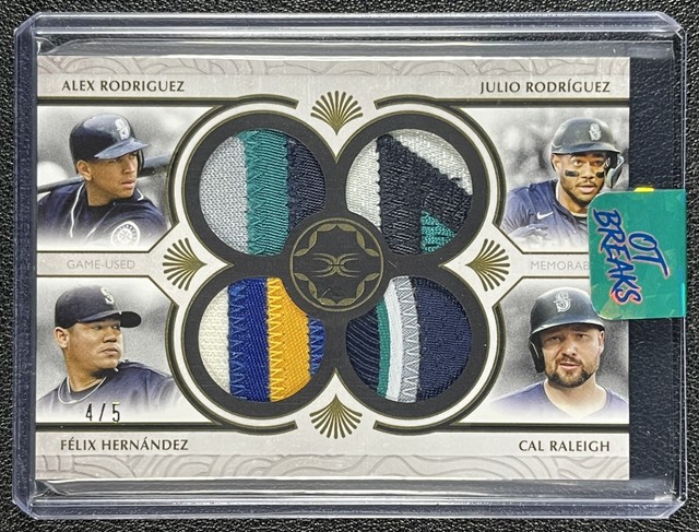 ALEX JULIO RODRIGUEZ HERNANDEZ RALEIGH 2025 TOPPS DEFINITIVE QUAD PATCH GOLD 4/5