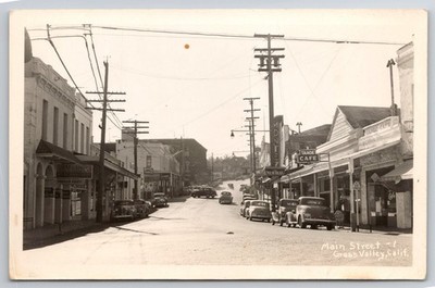 Blue Bird Ice-cream Cone Sign Neon Tahoe Cafe Grass Valley CA Main Street RPPC