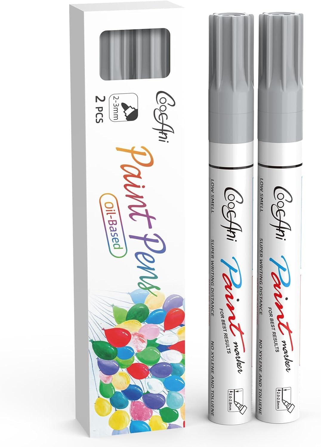 Silver Permanent Paint Markers, 2 Pack Opaque Metallic Paint
