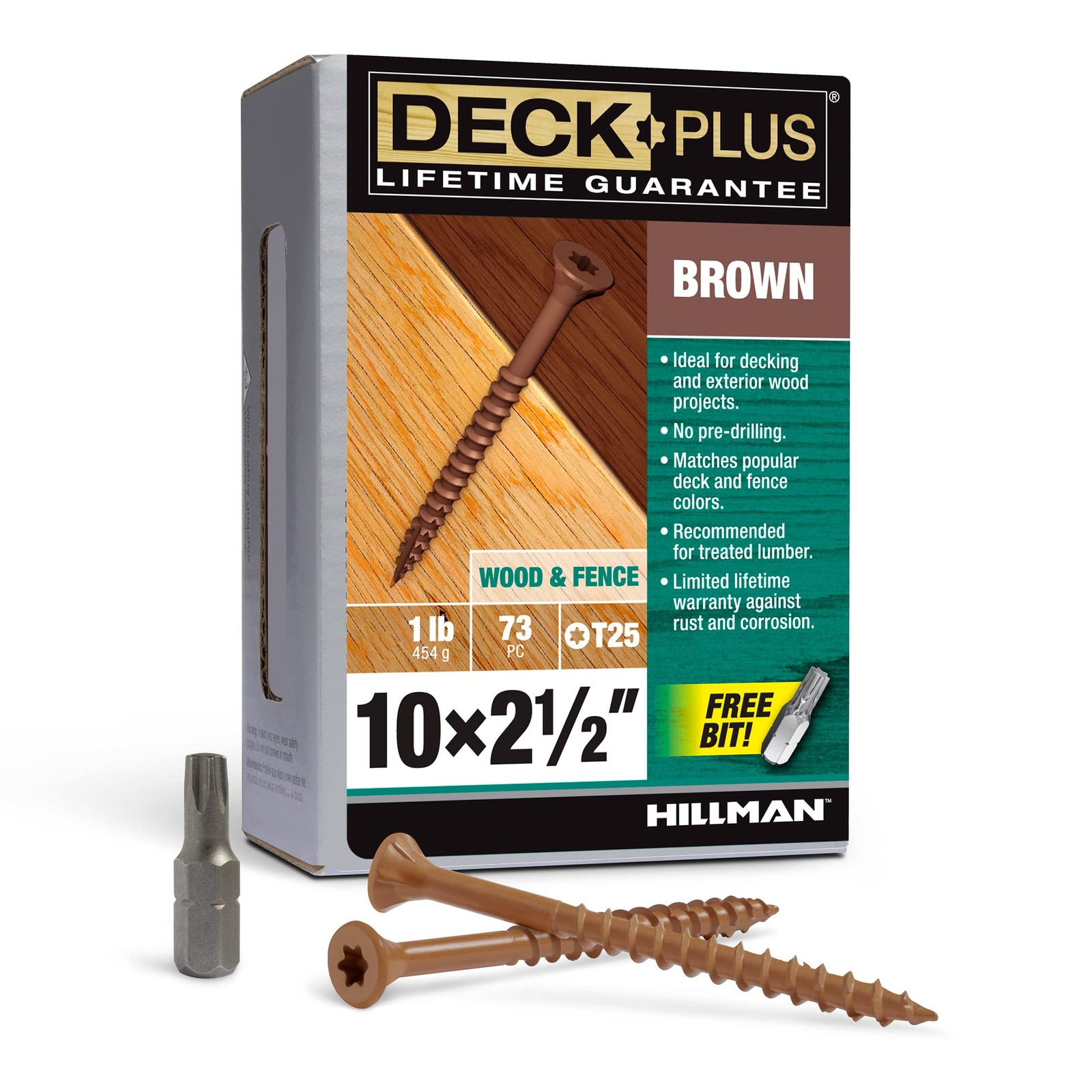 Hillman 48824 Deck Plus Brown Exterior Deck Screws (#10 -1/2