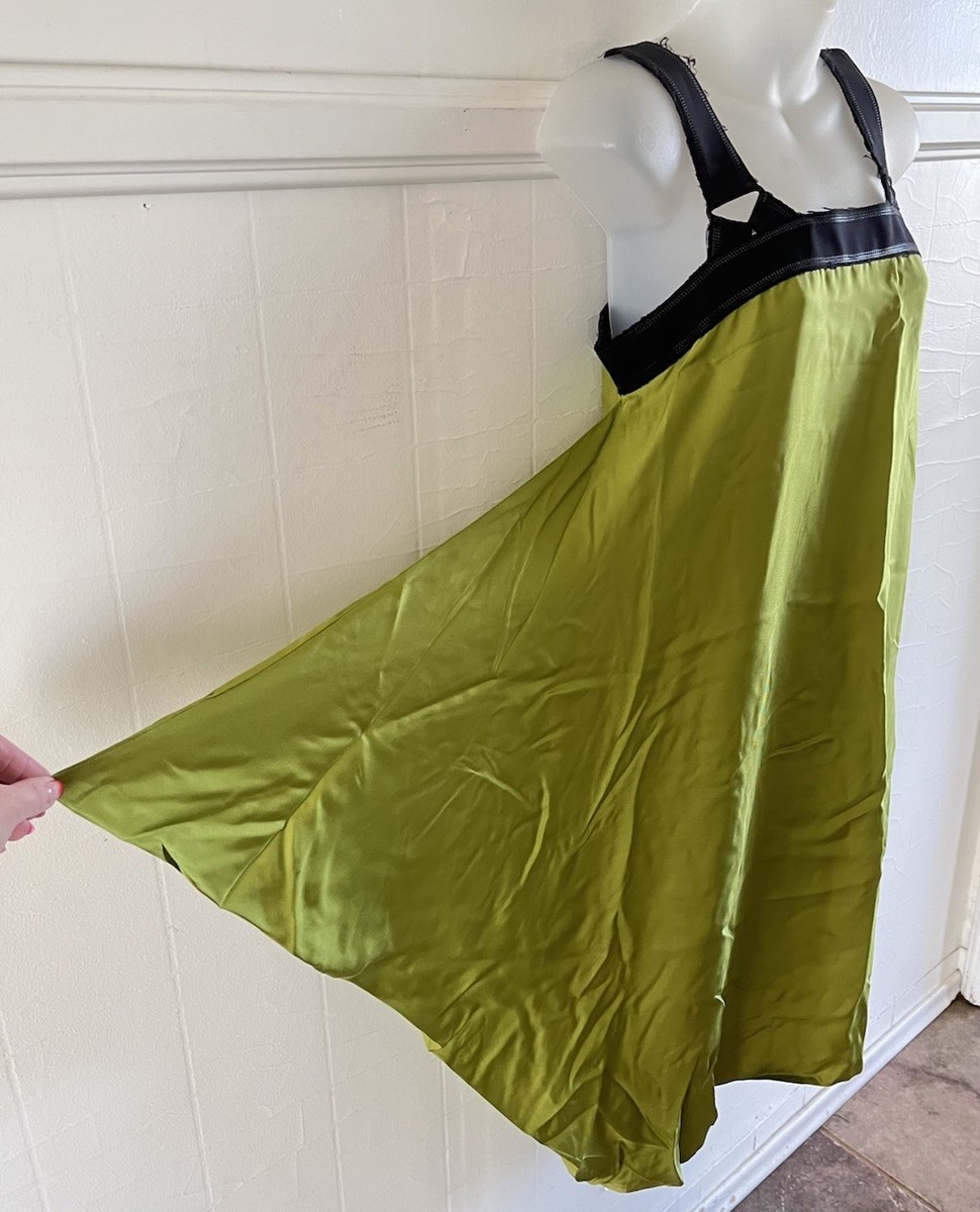 Stunning Bottega Veneta Green Pinafore Green Silk Asymmetrical Dress IT 42 READ! View 5