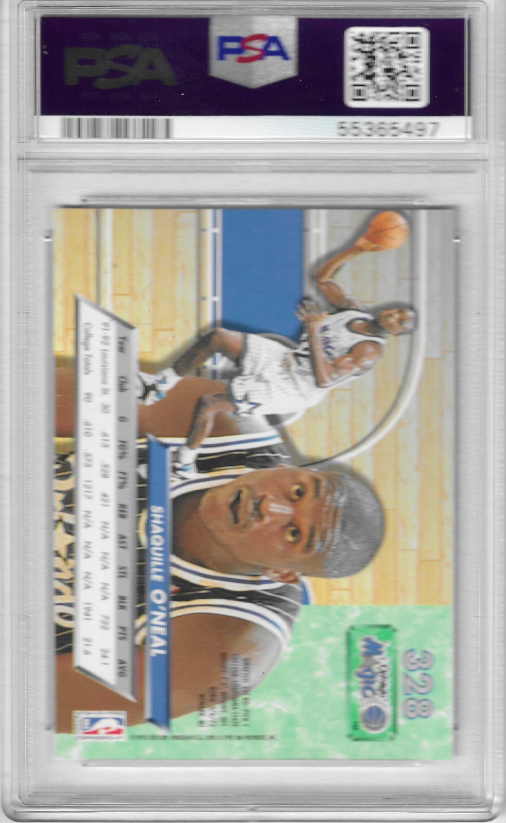 1992 Fleer Ultra Shaquille O'Neal PSA 9 view 2