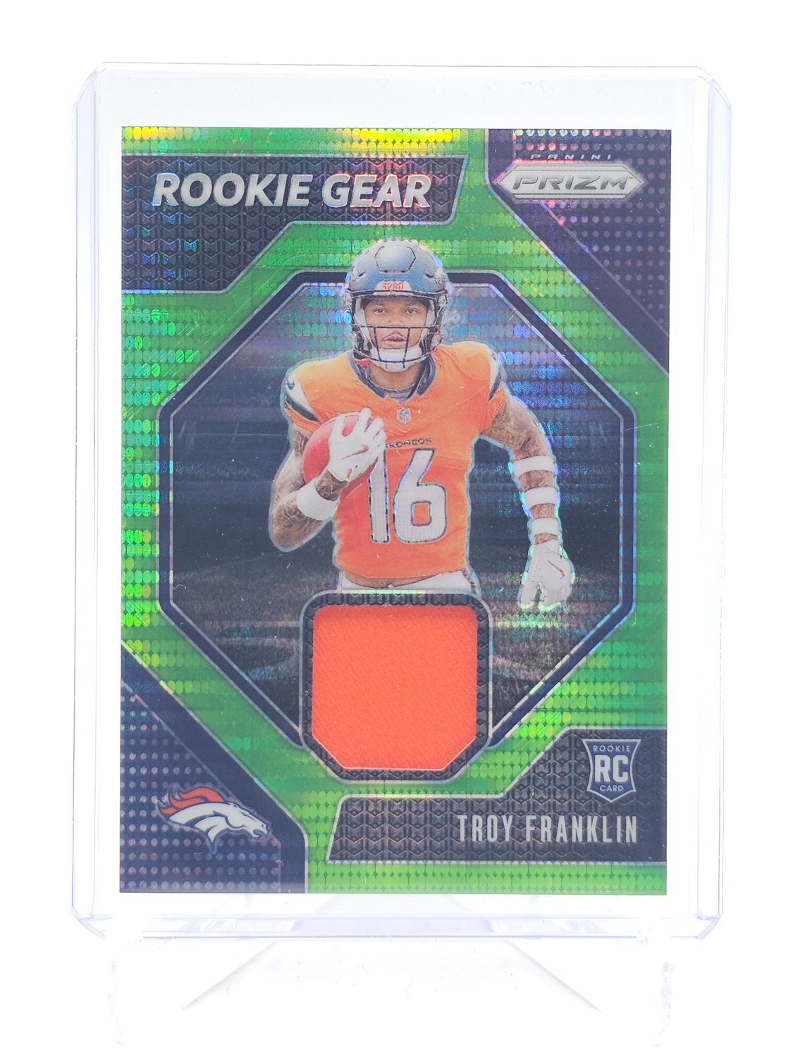 Troy Franklin Panini Prizm Rookie Gear #RGTFN Neon Green Pulsar