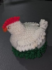 Crochet Chicken, Handmade Vintage Large Googly Eyes