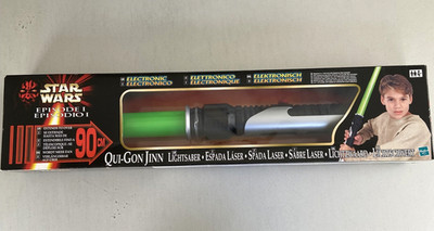 Star Wars Episode 1 Qui-Gon Jinn Elektronisches Lichtschwert Vintage 1999 Boxed/Sealed
