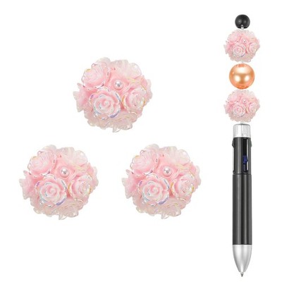 5 Light Pink Glass Beads for Pens, 5 Pieces with 0.8'' Crystals