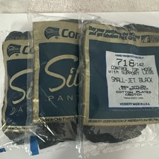 3 New Women's Silkies Pantyhose Control TOP w/Support Legs 718 Jet Black Small