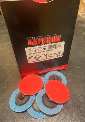 Superior Abrasives 40332 2″ Type R Quick Change Disc, 60 grit, 100/box ...
