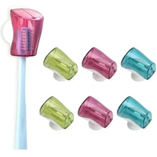HLLMX 6 PCS Toothbrush Head Covers with Suction Cup Travel Case Anti Dust...