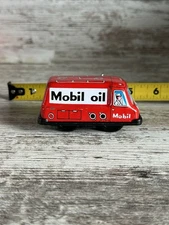 Vintage Mobil Oil Truck Wind Up Function No Key Tin Toy Broken
