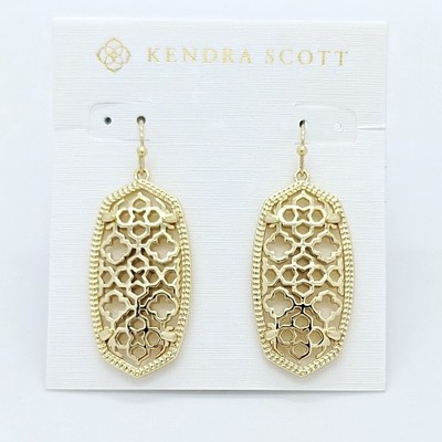 New Kendra Scott Elle Filigree Earrings in Gold