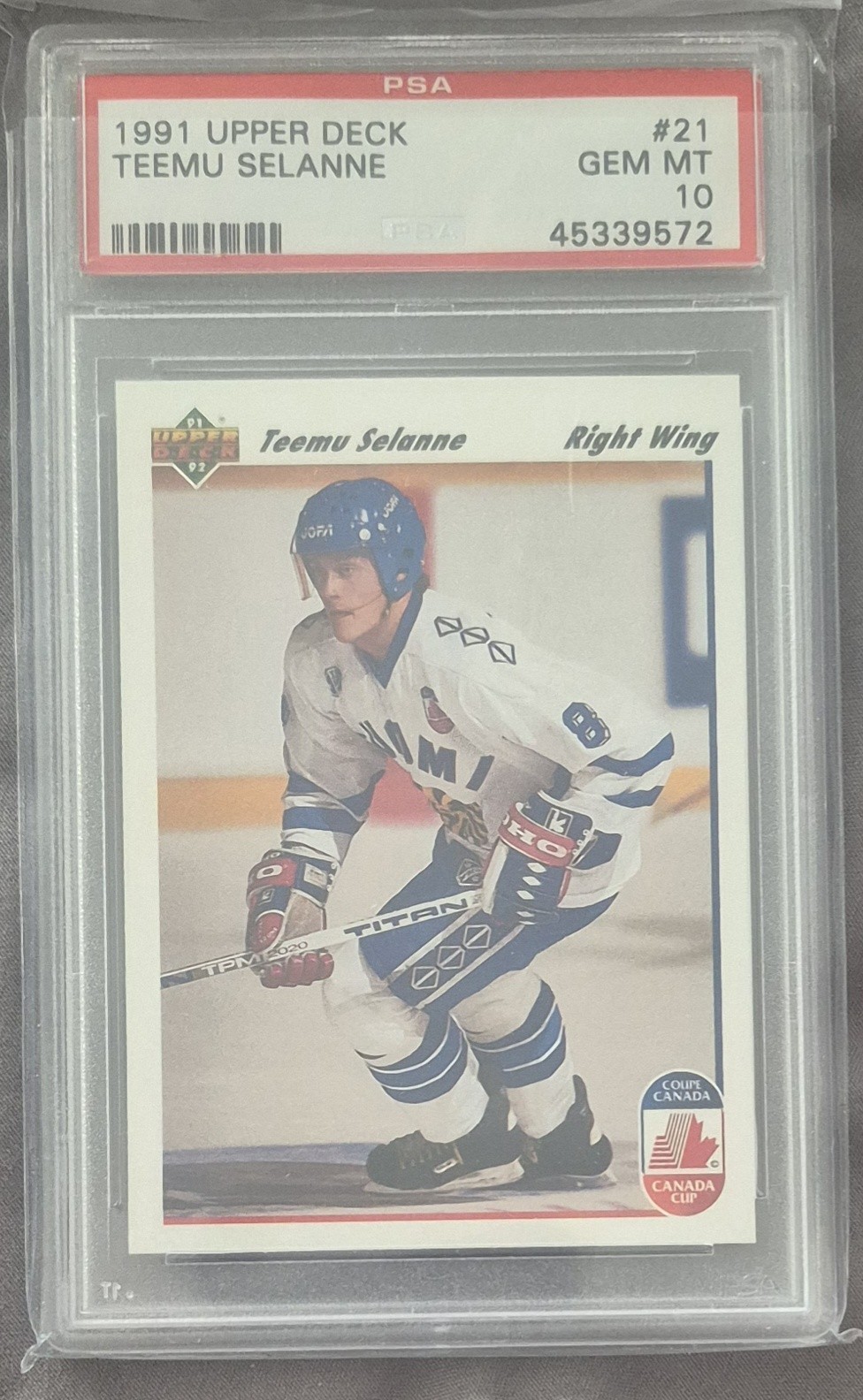 1991 UPPER DECK #21 TEEMU SELANNE ROOKIE RC GEM MINT PSA 10 HOF 600 GOALS