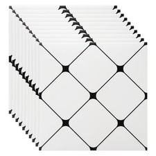 10pcs 11.8"x11.8" Peel and Stick Backsplash Marble PVC Wall Tile, White Black