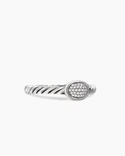 David Yurman OVAL STACK RING Sterling Silver with Pavé Diamonds-2.5mm - Size 5