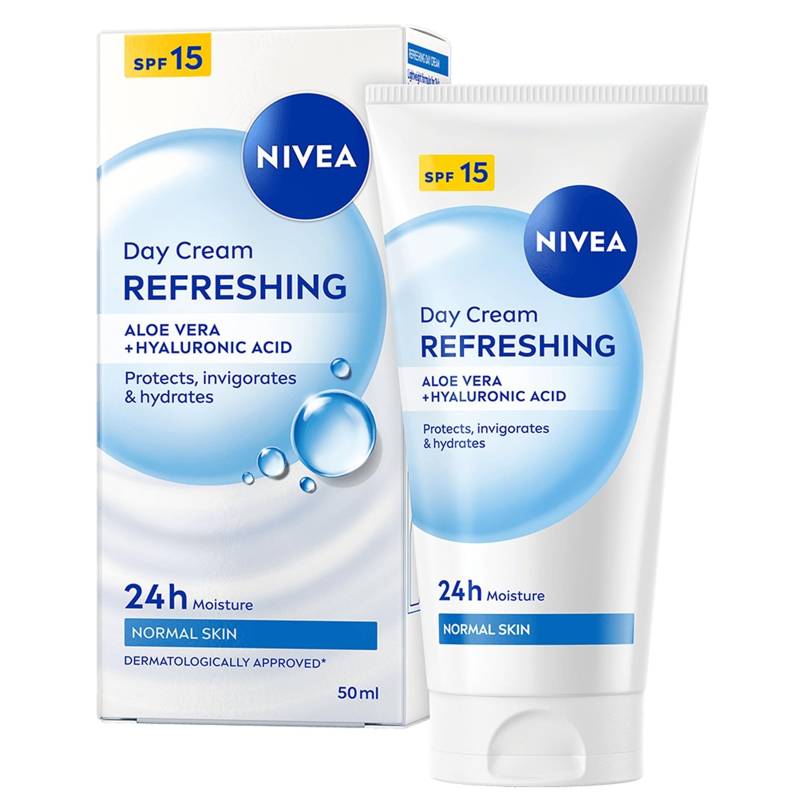 NIVEA Refreshing Day Face Cream SPF 15 (50ml), Hydrating Face Moisturiser wit...