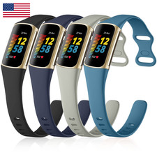 Geak 4 Pack Slim Band Compatible Fitbit Charge 5/Charge 6 Bands Women Men Soft