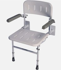 Solo Deluxe Wall Mounted Shower Seat with Arms and Height Adjustable Legs