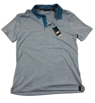 $70 NEW PERRY ELLIS Mens Small Blue Super Soft Short-Sleeve Collar Polo Shirt