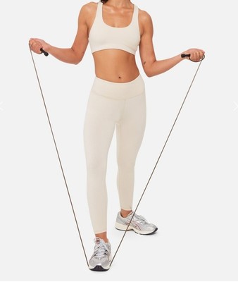 Mate The Label High Rise Organic Cotton Stretch Midi Legging In Bone $88, Sz XS