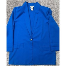 Essentials by Worthington Blazer Womens 14 Cobalt Blue Made USA Longline Vintage