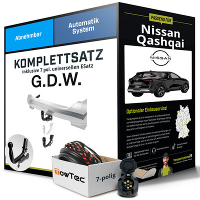 Anhängerkupplung abnehmbar für NISSAN Qashqai +Elektrosatz Kit NEU