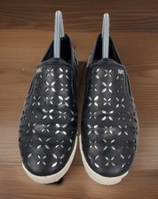 Michael Kors MK Logo Slip On Sneakers Black Silver Low Top HJ16K Size 7.5