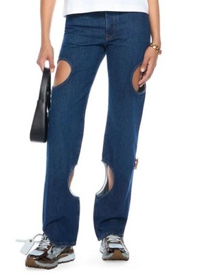 OFF-WHITE Meteor Denim Damen Jeans W27 blau Cut-Out Button Fly UVP765 *