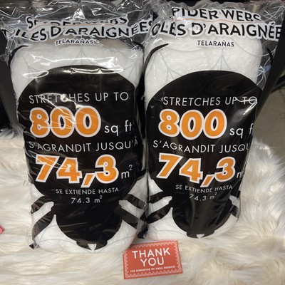 Super 800sq Ft Stretch Spider Web Halloween Indoor/Outdoor Decoration Lot Of 2 