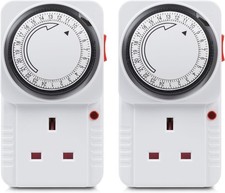 Plug In Timer 24 Hour White 1&3 Pack 3 Pin Plug Mains Timer With Switch