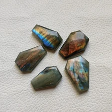 5pcs Wholesale lot natural multi purple fire labradorite coffin cabochon R13576