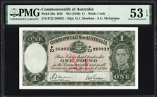 Australia 1 ONE Pound P26a R29 1938 Sheehan McFarlane PMG53 aUNC EPQ HIGH VALUE