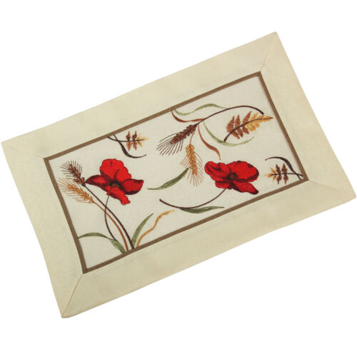 Red Poppy Crop Leaf Autumn Tablecloth Table overlay Runner Pillowcase Cream - Picture 3 of 11