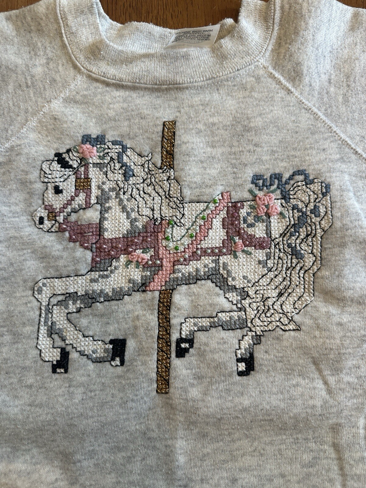 Felpa grande vintage anni 90 giostra cavallo pony