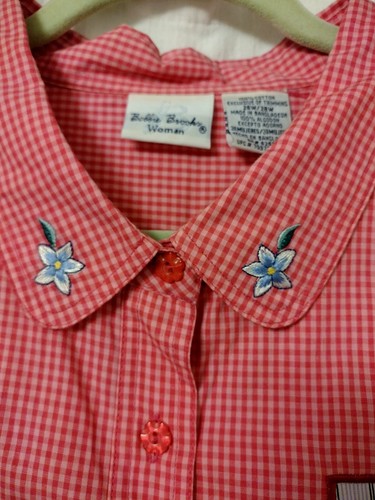 Bobbie Brooks Plus Size 26w 28w Pink White Gingham Shirt Vintage Rhinestones 4x? - Picture 9 of 14