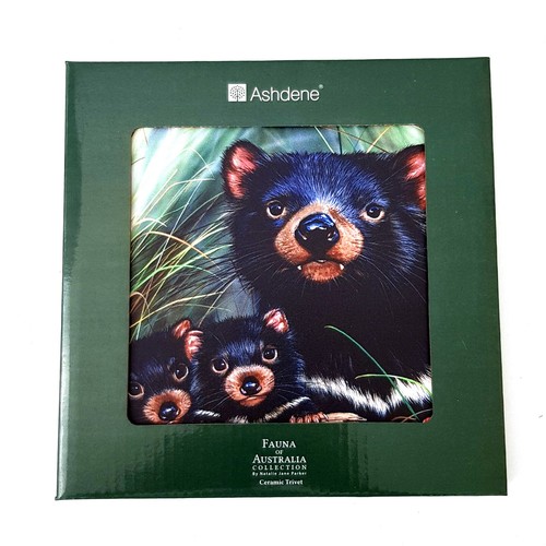 Australia Souvenir Fauna Animal Tasmanian Devils Ceramic Kitchen Trivet Gift Box - Picture 2 of 6