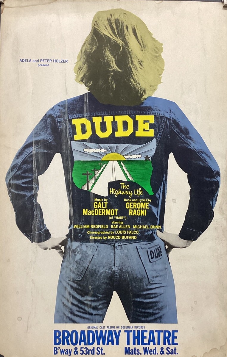 DUDE Vintage Original Window Card Poster 1980s Boardway Theatre | eBay