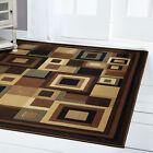 Squares Blocks Contemporary Brown 2x3 Area Rug - Actual 1'7" x 2'7"