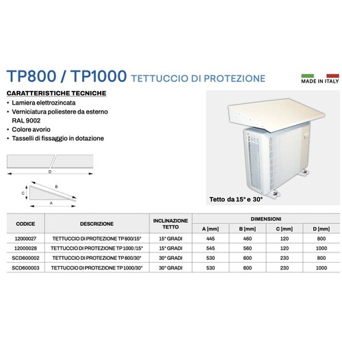 Tecnosystemi TP800 / TP1000 Tettuccio di Protezione Unità Esterna Climatizzatore - Foto 2 di 6