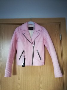 Size Trim Island Jacket Black Uk Rare Pink 6 32 Biker Quilted River Leather Real zxpx4v