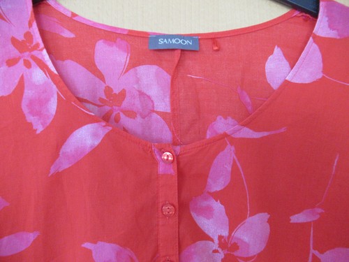 SAMOON * Tunika / Bluse * Gr. 54 / 56 * pink / rot * schick mit Rüschen & Maße - Bild 3 von 5