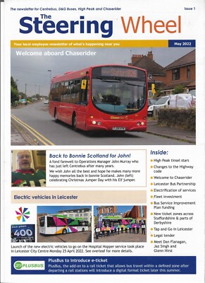 Bus company Newspaper, The Steering Wheel Centrebus, Highpeak, D&G No 1 MAY 2022