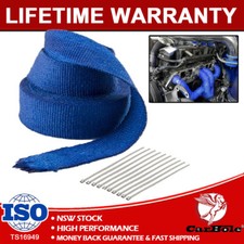 2 X 50ft 10 Ties Blue Exhaust Manifold Header Pipe Roll Tape Heat Wrap Thermal 2 X 50ft 10 Ties Blue Exhaust Manifold Header Pipe Roll Tape Heat Wrap Thermal