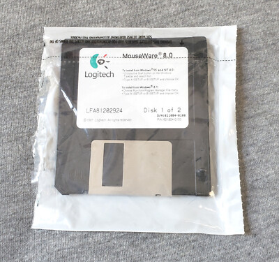 Logitech MouseWare 8.0 - vintage mouse driver discs on 3.5'' floppy